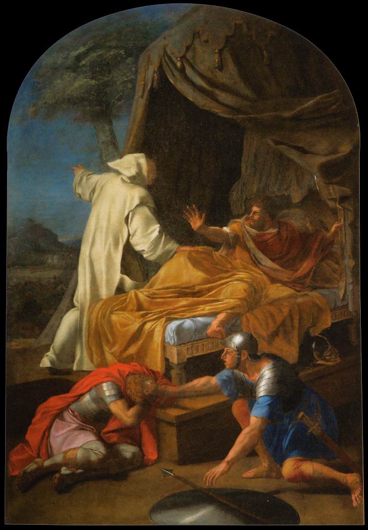 Helgonbruno uppenbarelse för greve Roger - Eustache Le Sueur