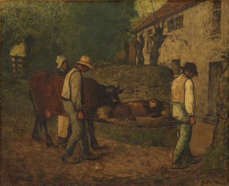 Hemleverans av kalven född på fälten - Jean-François Millet