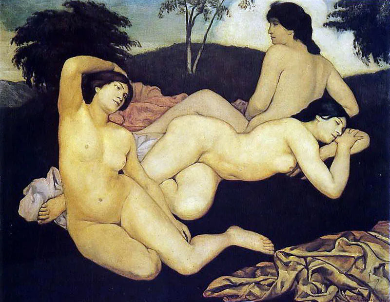 Efter badet, nymferna - Émile Bernard