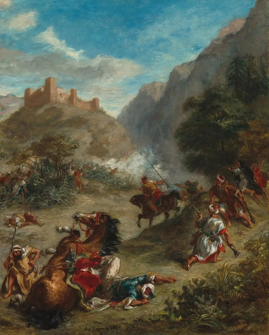 Arabes strider i bergen - Eugène Delacroix