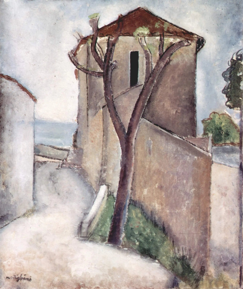 Träd och hus - Amedeo Modigliani