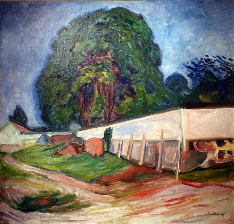 Träd och trädgårdsmur i Åsgårdstrand - Edvard Munch