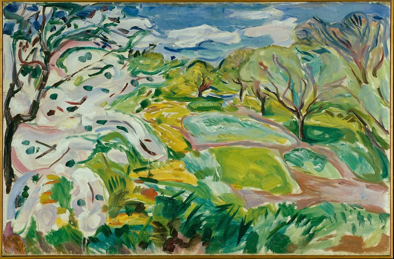 Fruktträd i blom i vinden - Edvard Munch