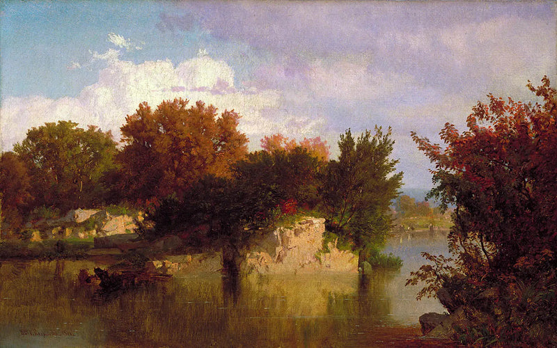 Träd längs bäcken på hösten - William Trost Richards