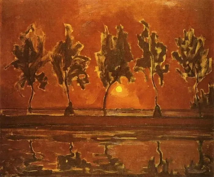 Träd nära Gein vid månskenets uppgång - Piet Mondrian