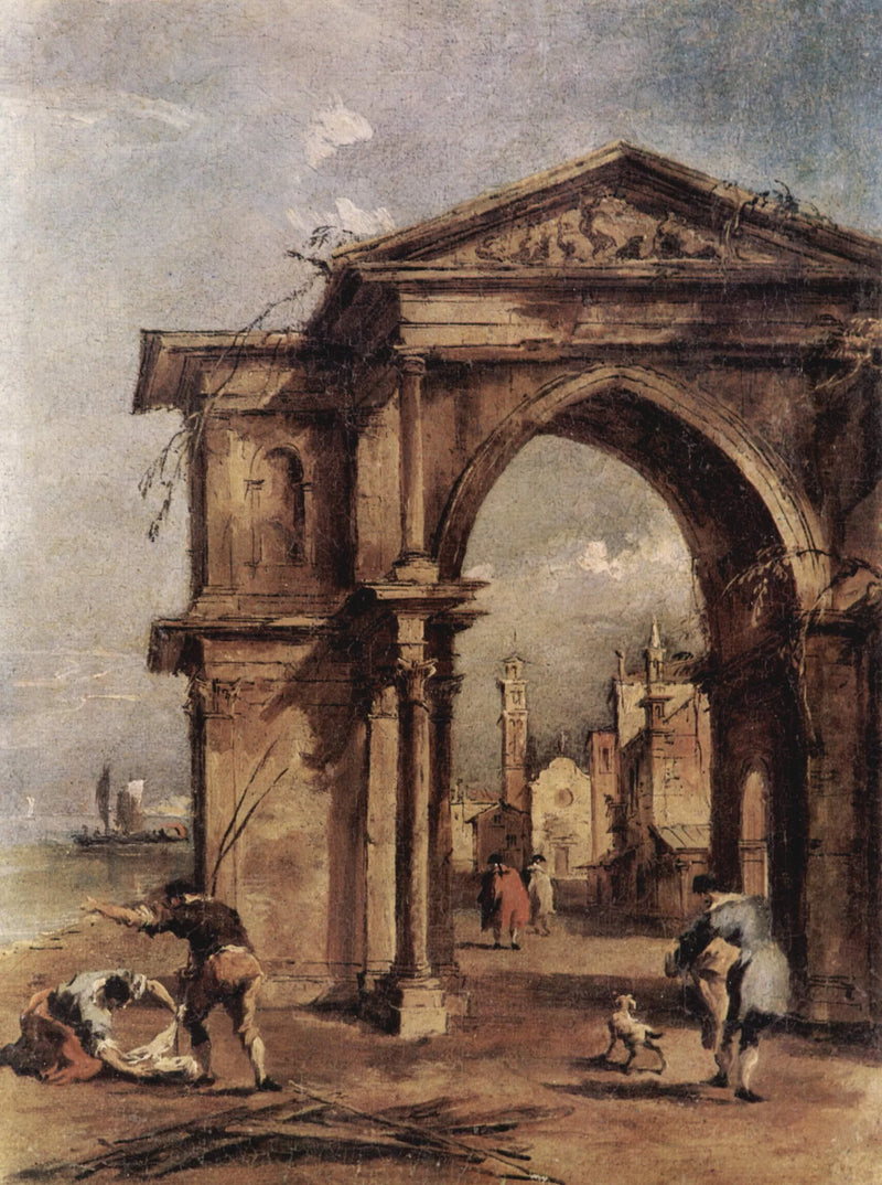 Fantastisk arkitektur med mänskliga figurer - Francesco Guardi