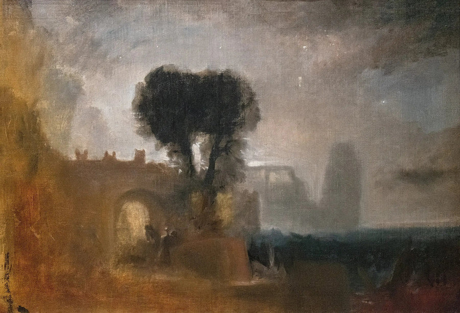 Båge med träd vid havet; Skiss för 'Avskedet mellan Hero och Leander' - J. M. W. Turner