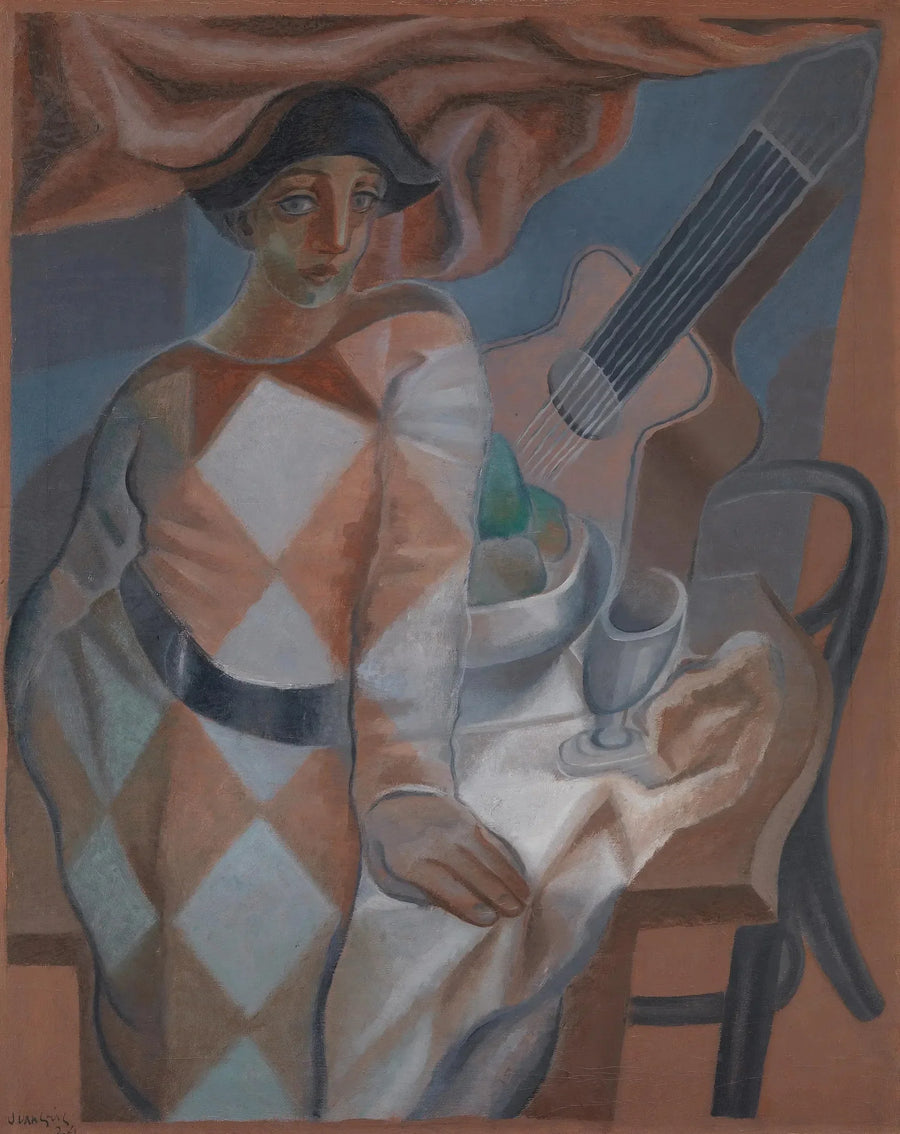 Arlequin framför ett bord - Juan Gris
