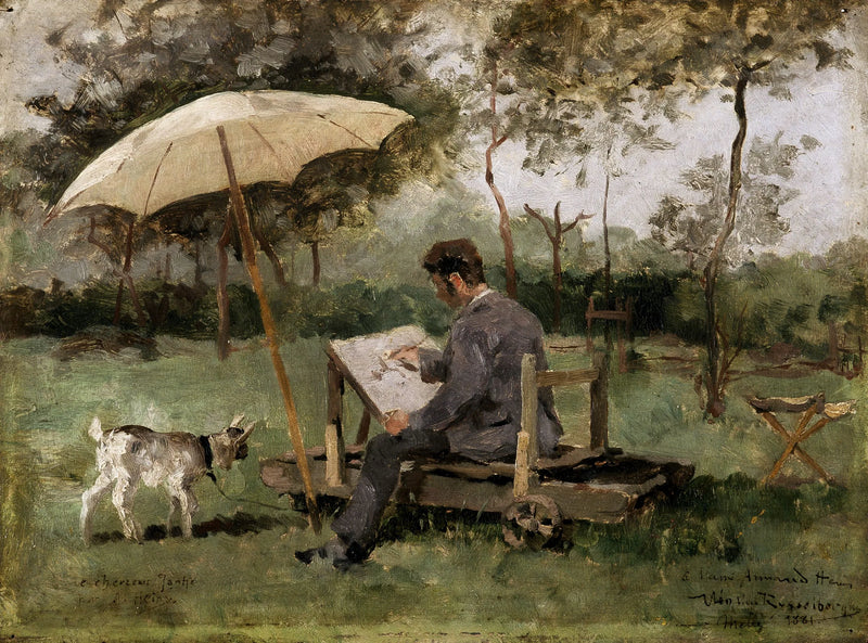 Armand Heins målar utomhus - Théodore van Rysselberghe