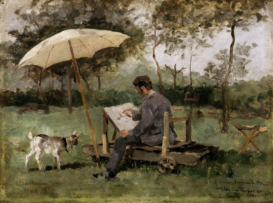 Armand Heins målar utomhus - Théodore van Rysselberghe
