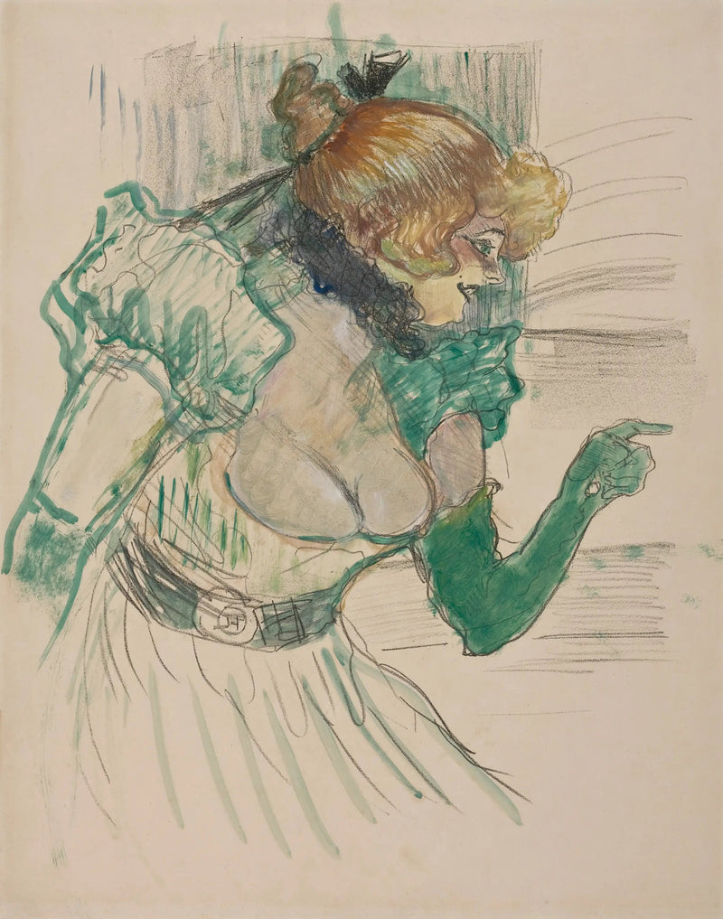 Konstnär med gröna handskar - sångerskan Dolly från Café Star i Le Havre - Henri de Toulouse-Lautrec