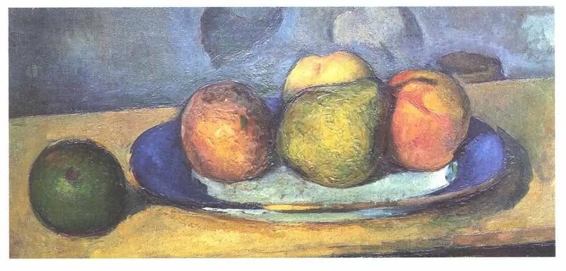 Tallrik med blå kant och frukter - Paul Cézanne
