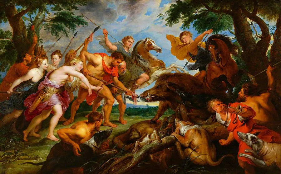 Atalanta och Meleager i jakten på Calydons vildsvin - Peter Paul Rubens