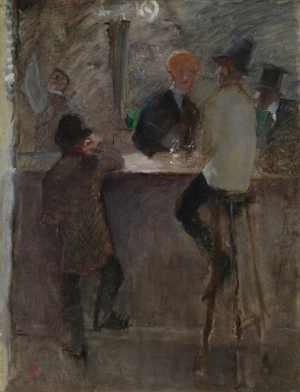 Au Bar - Henri de Toulouse-Lautrec image 1 copie peinte à la main à l’huile