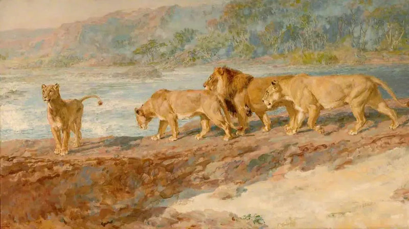 Vid en afrikansk flodbank - Briton Rivière