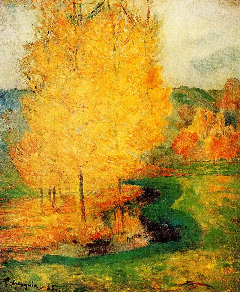 Vid bäcken, höst - Paul Gauguin