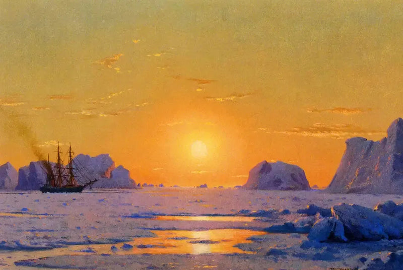 Utanför Grönland under midnattssolen - William Bradford