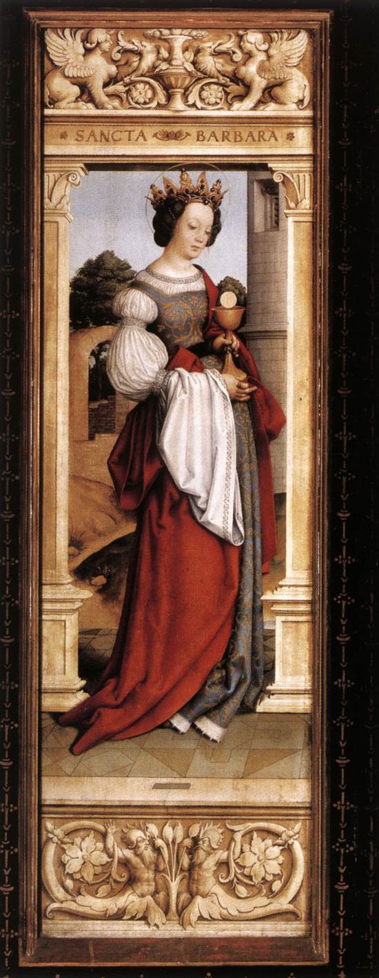 Autel de Saint Sébastien : Sainte Barbe - Hans Holbein den äldre