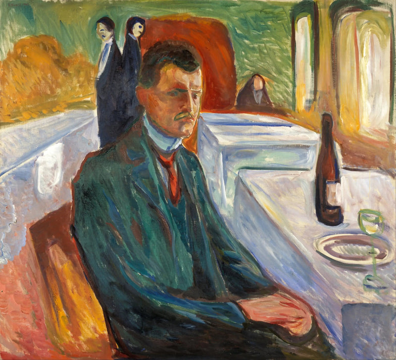 Självporträtt med vinflaska - Edvard Munch
