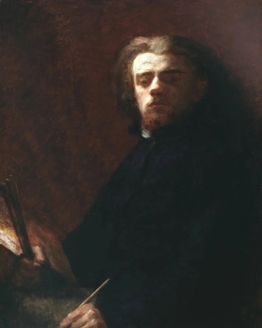 Självporträtt sittande, palett i handen" - Henri Fantin-Latour