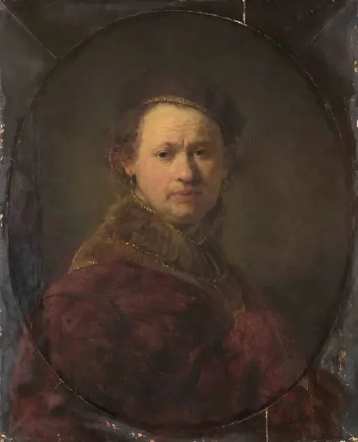 Självporträtt med basker och röd kappa - Rembrandt