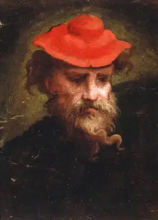 Självporträtt med röd basker - Parmigianino