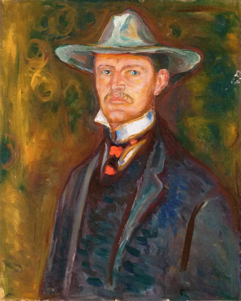 Självporträtt med bredbrättad hatt - Edvard Munch