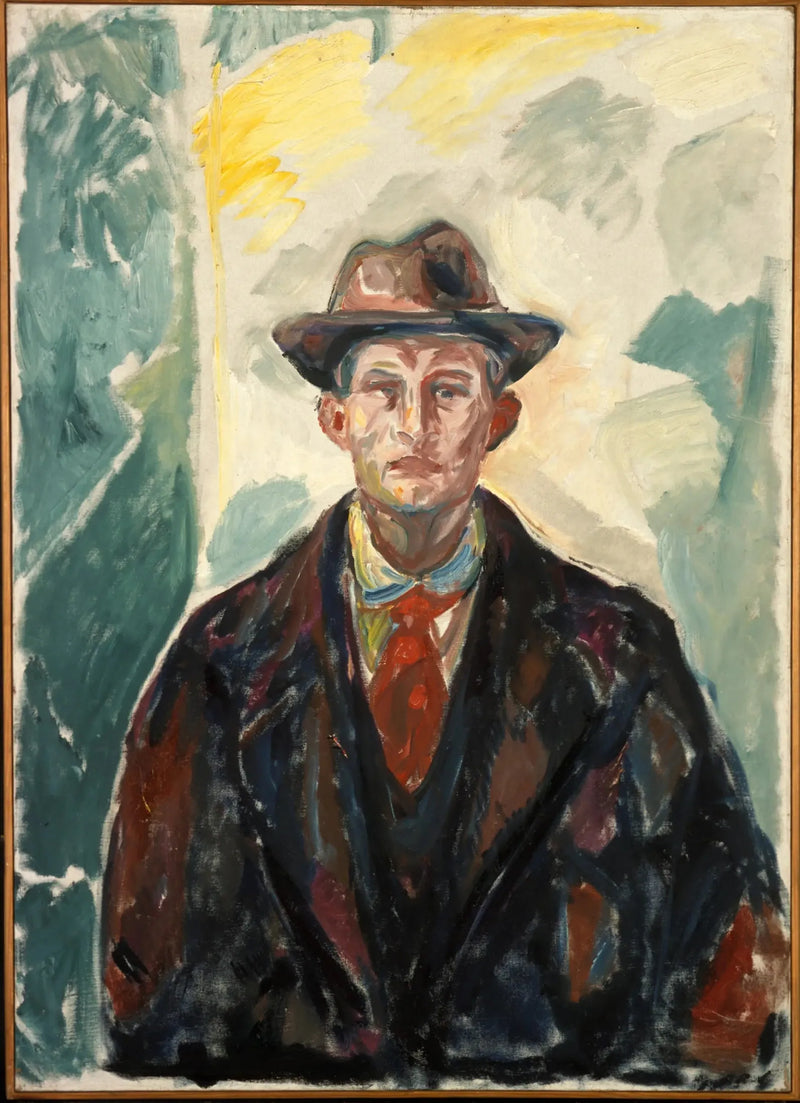 Självporträtt med hatt och röd slips - Edvard Munch