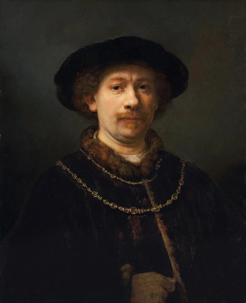 Självporträtt med hatt och två kedjor - Rembrandt