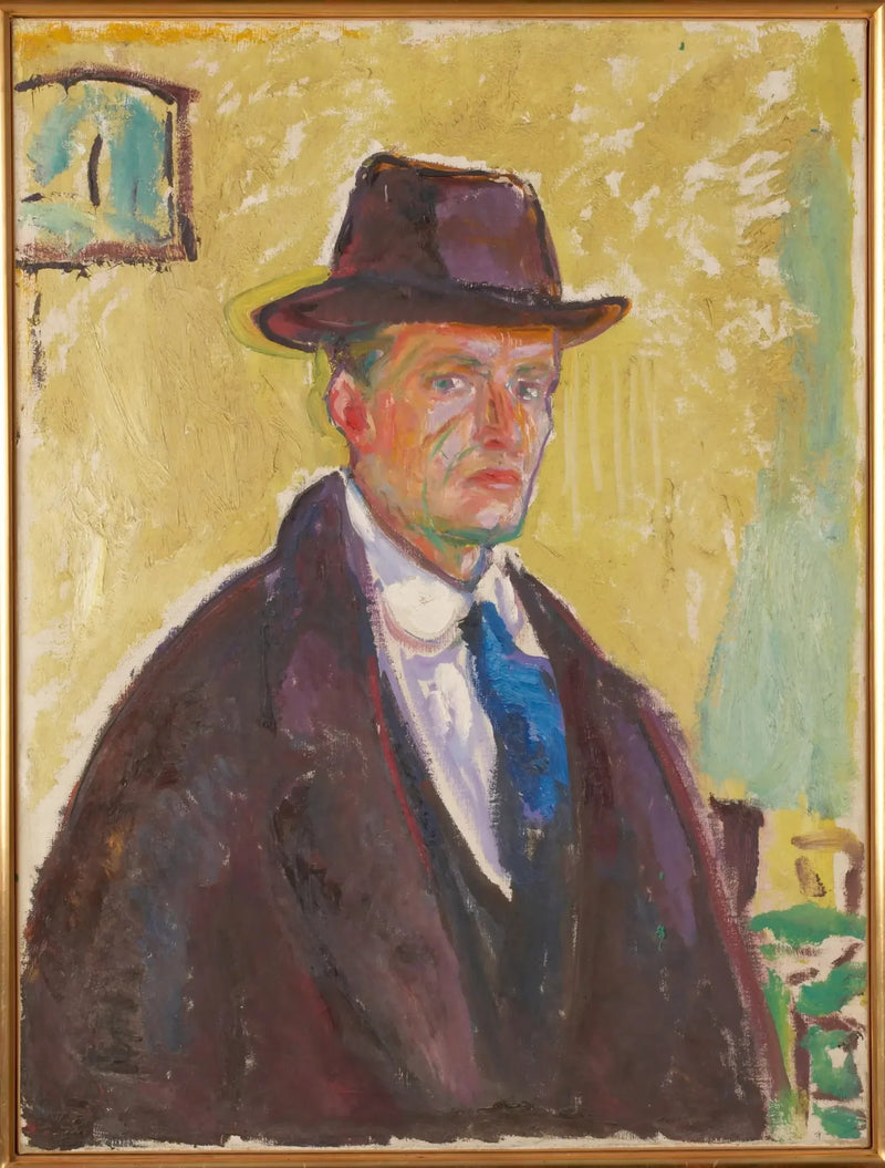 Självporträtt med hatt och mantel - Edvard Munch