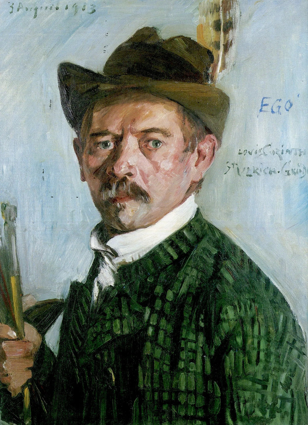 Autoportrait au chapeau tyrolien - Lovis Corinth image 1 copie peinte à la main à l’huile
