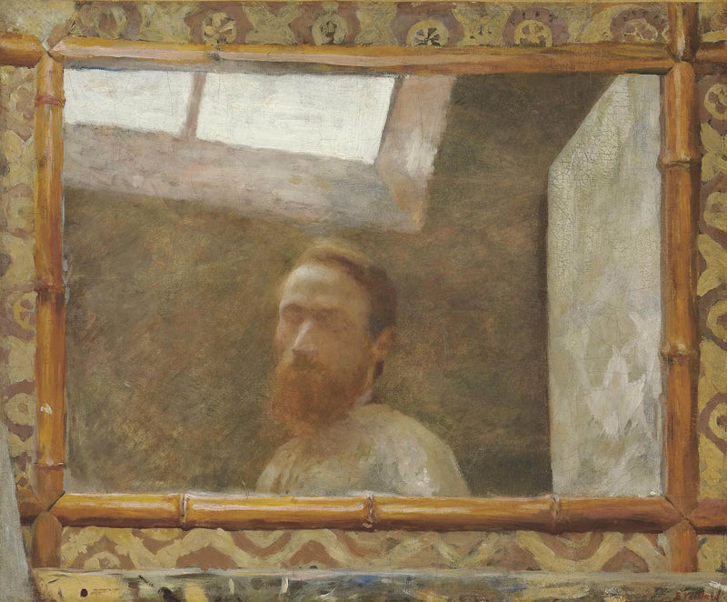 Självporträtt med bambuspegel - Édouard Vuillard