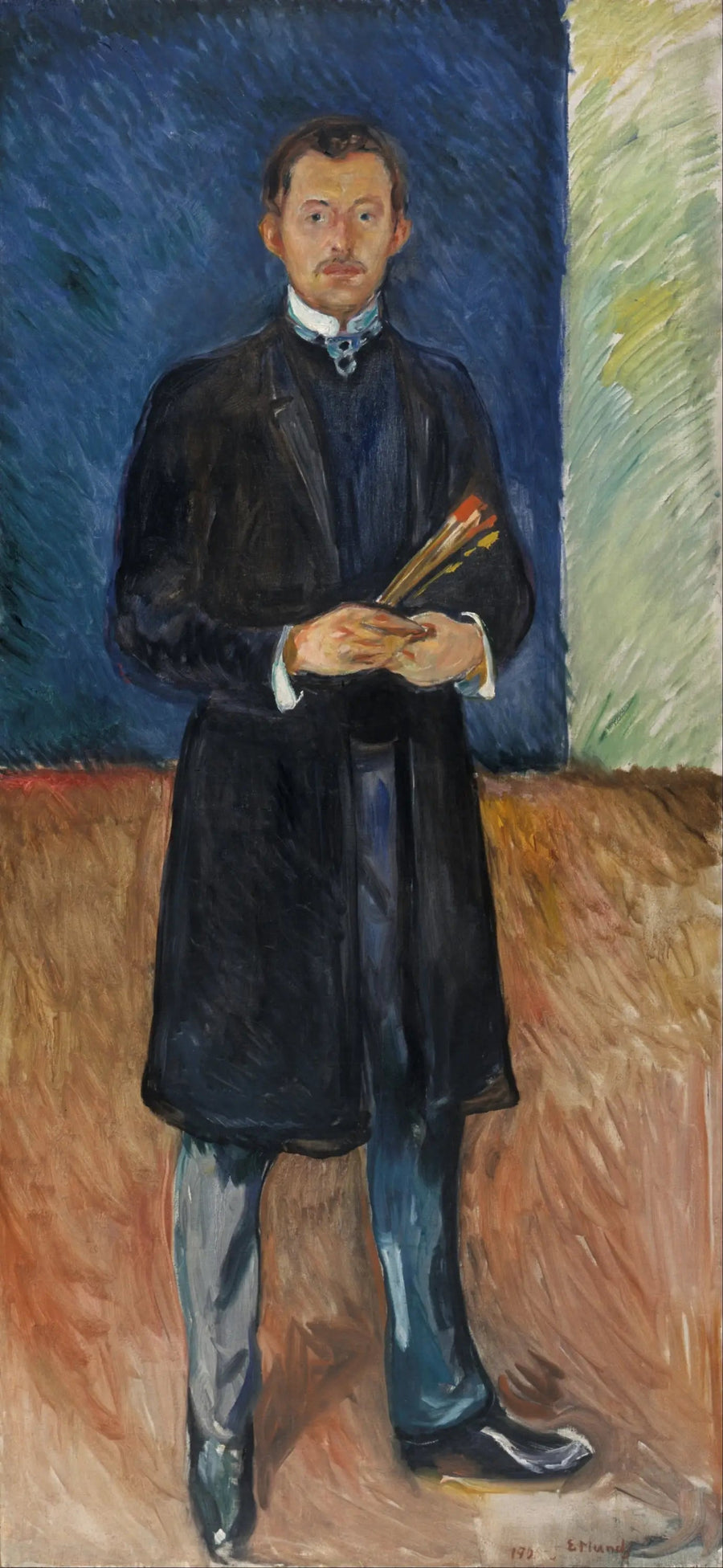Självporträtt med penslar - Edvard Munch