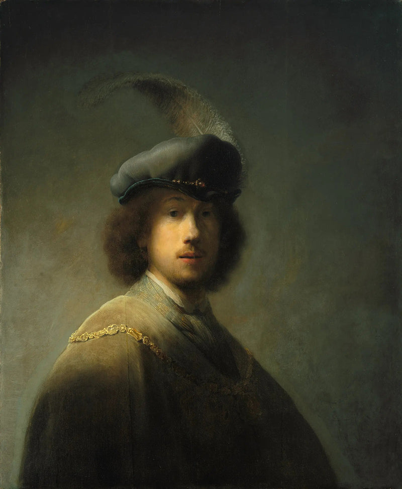 Självporträtt med fjäderhatt - Rembrandt