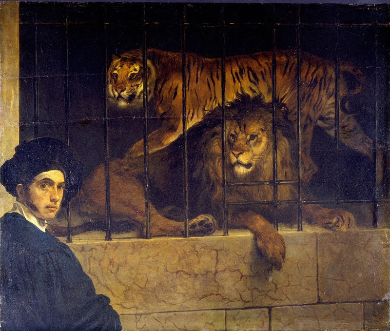 Självporträtt med en tiger och ett lejon - Francesco Hayez