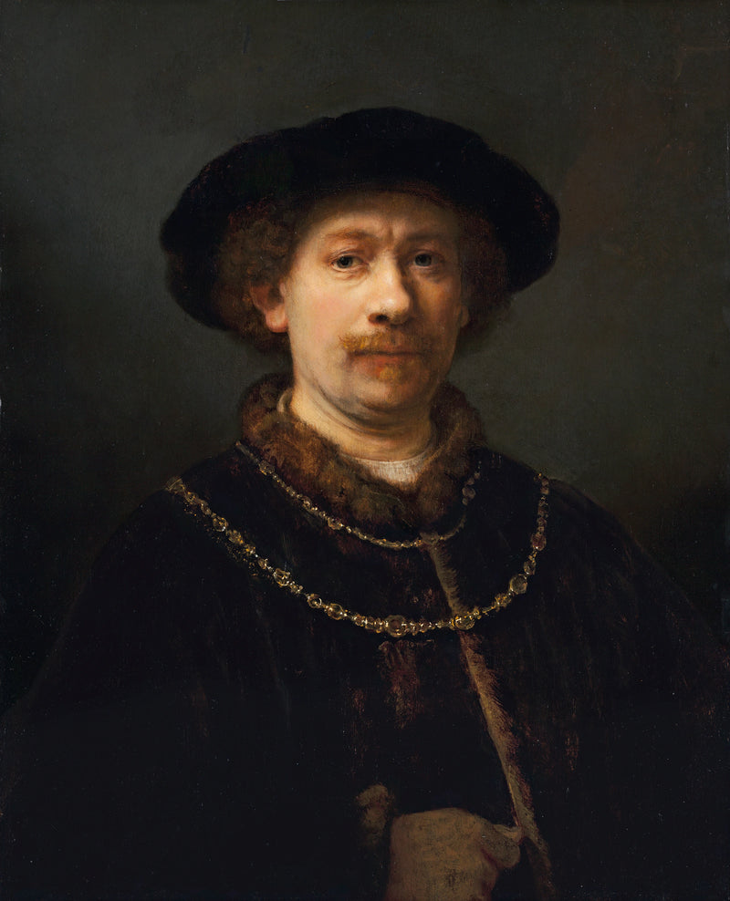Självporträtt med hatt och två kedjor - Rembrandt