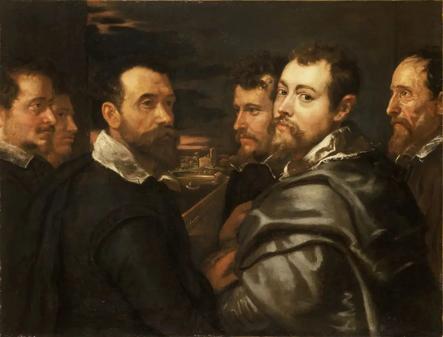 Självporträtt i en vänskapskrets från Mantua - Peter Paul Rubens