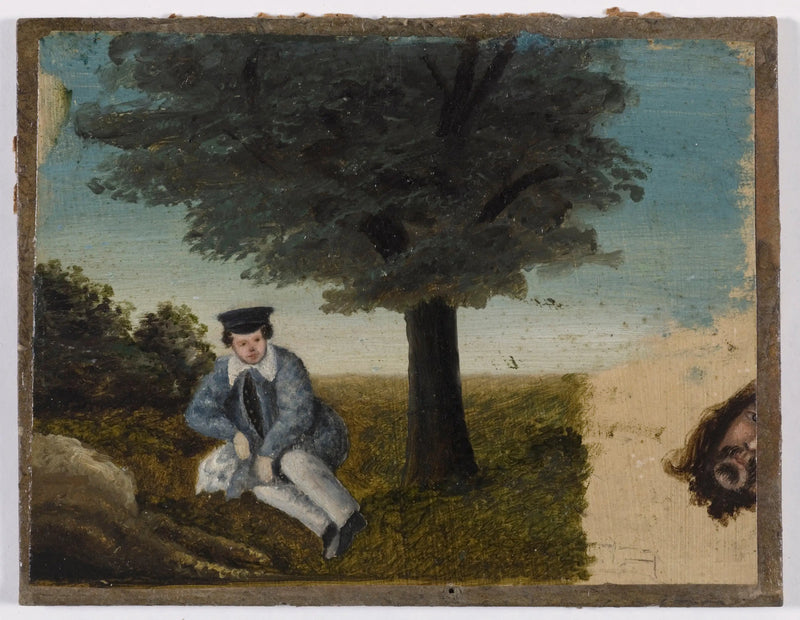 Gustave Courbets självporträtt i fyraårsåldern; fragment av ett skäggigt huvud - Gustave Courbet