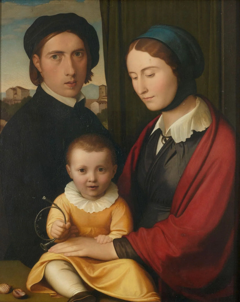 Självporträtt av konstnären med sin fru och son Alfons - Johann Friedrich Overbeck