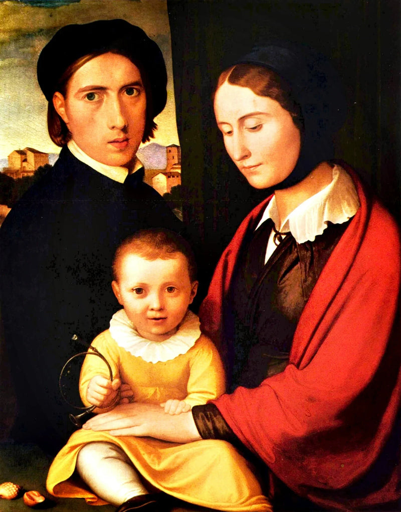 Självporträtt av konstnären med sin fru och son Alfons - Johann Friedrich Overbeck