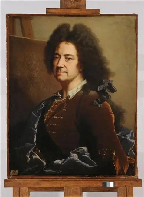 Självporträtt framför skissen av porträttet av Maria Serra - Hyacinthe Rigaud