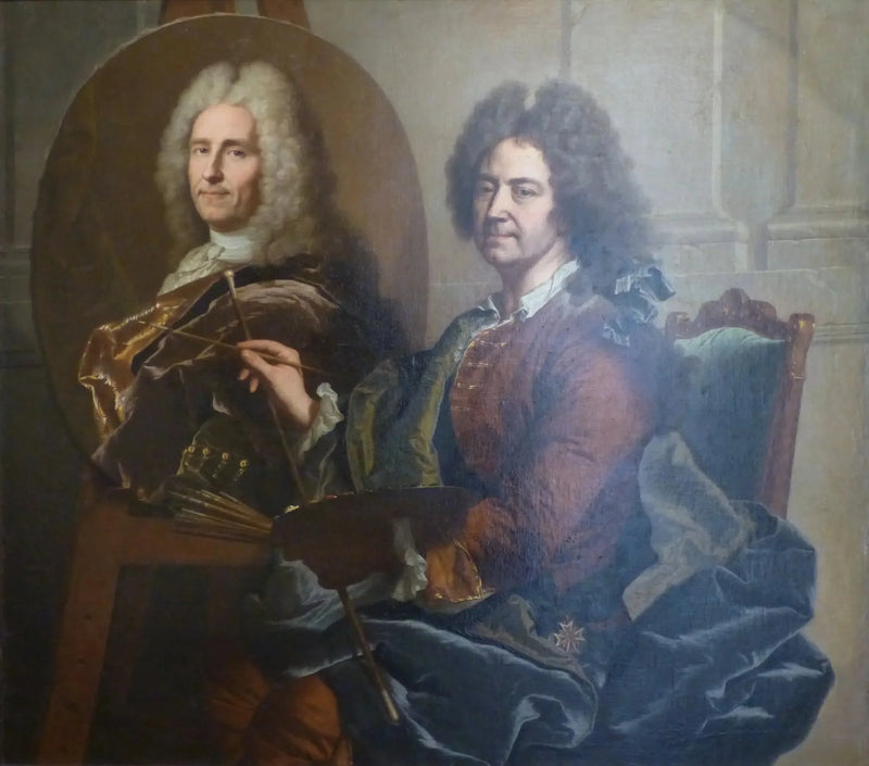 Självporträtt framför porträttet av François Castanier - Hyacinthe Rigaud