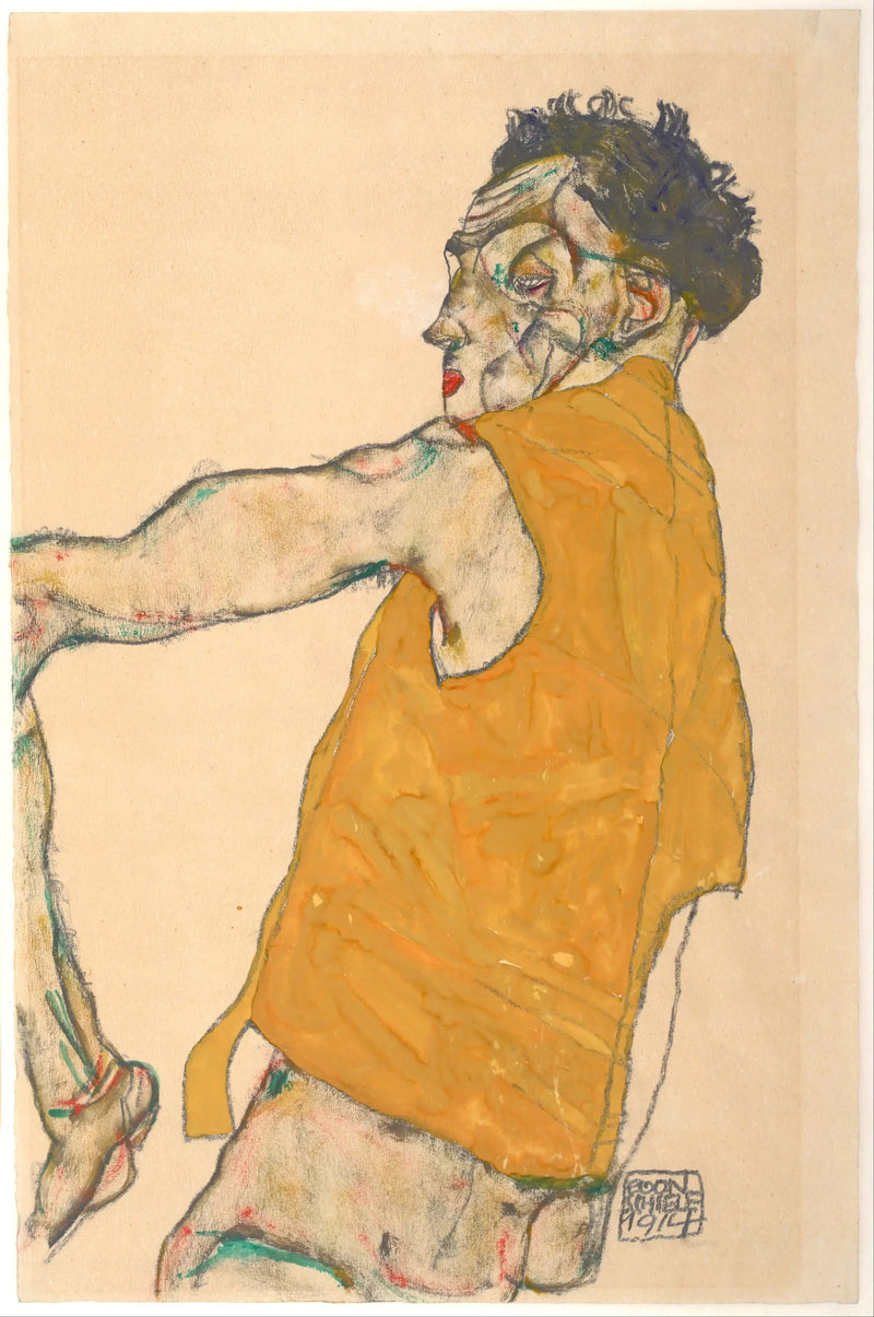 Självporträtt i gul väst - Egon Schiele