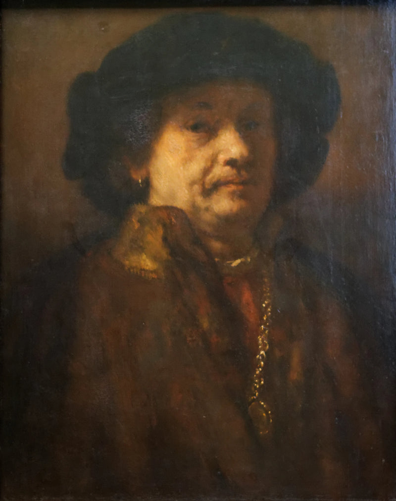 Självporträtt med svart basker och guldkedja - Rembrandt