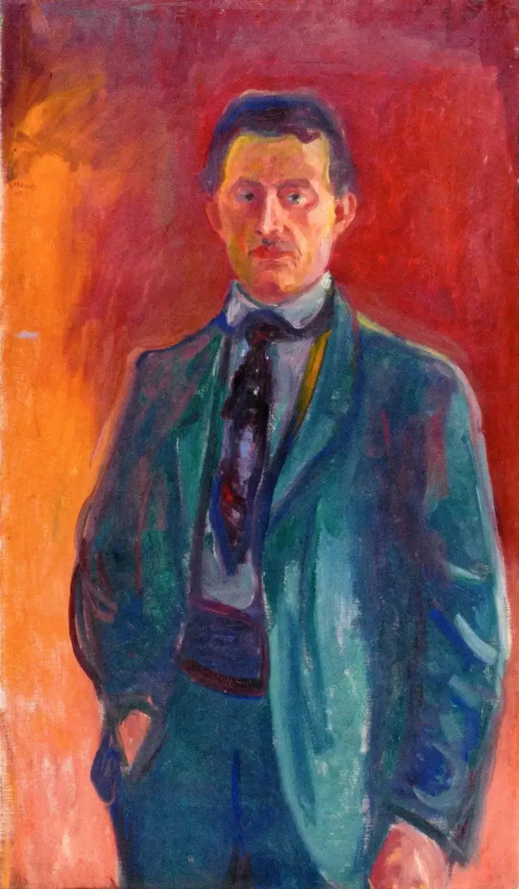Självporträtt på röd bakgrund - Edvard Munch