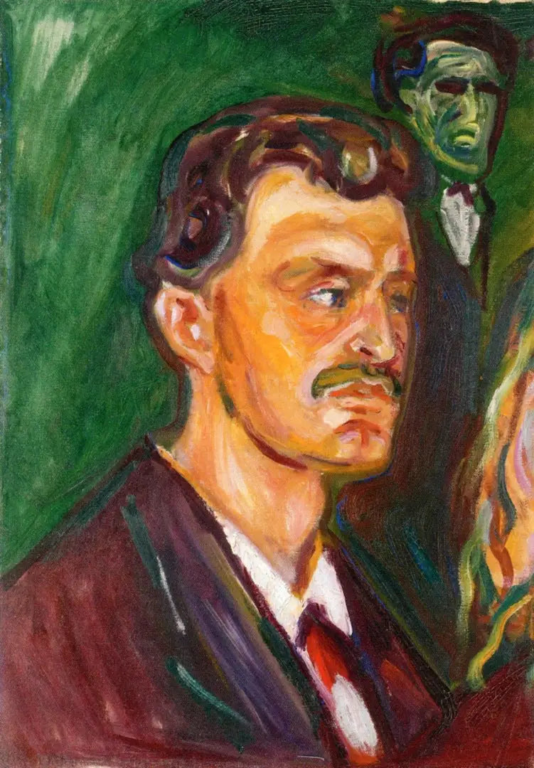Självporträtt på grön bakgrund - Edvard Munch