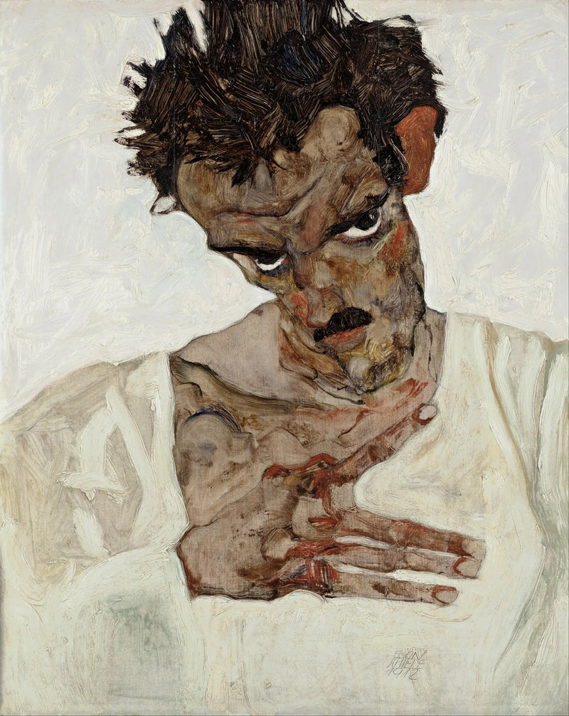 Självporträtt med sänkt huvud - Egon Schiele