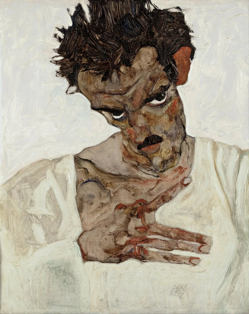 Självporträtt med sänkt huvud - Egon Schiele