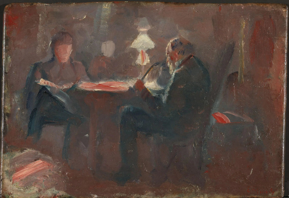 Autour de la lampe à paraffine - Edvard Munch image 1 copie de tableau peinte à la main
