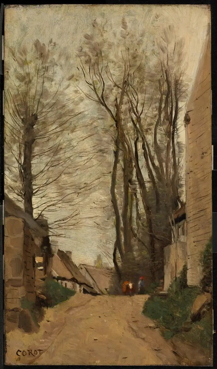 Auvers - En nedåtgående gata - Jean-Baptiste Camille Corot